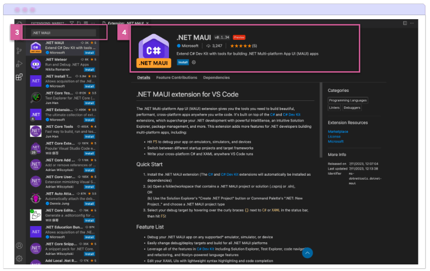 .NET MAUI Extension installation