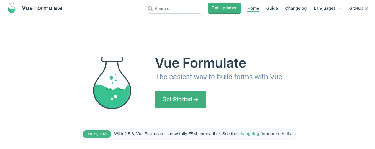 Vue Formulate The homepage of Vue Formulate
