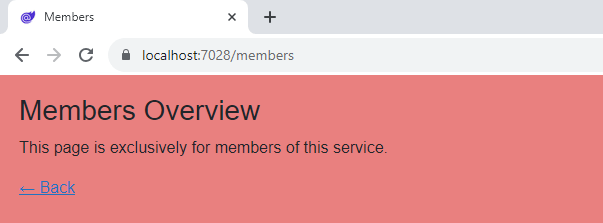 Blazor Layout Components: A page component using a custom layout A Blazor web app with a custom layout with a light coral background and some sample text. It clearly distinguishes itself from the default MainLayout.