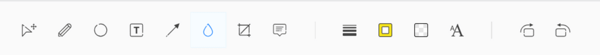 Editing toolbar for the Scrnli browser extension. Users can do various things to their screenshots with it: draw on it, add shapes, insert text, add arrows, blur ections, crop it, and more.