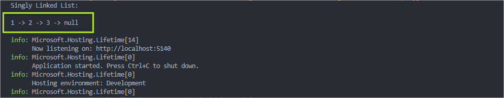 Singly Linked list result
