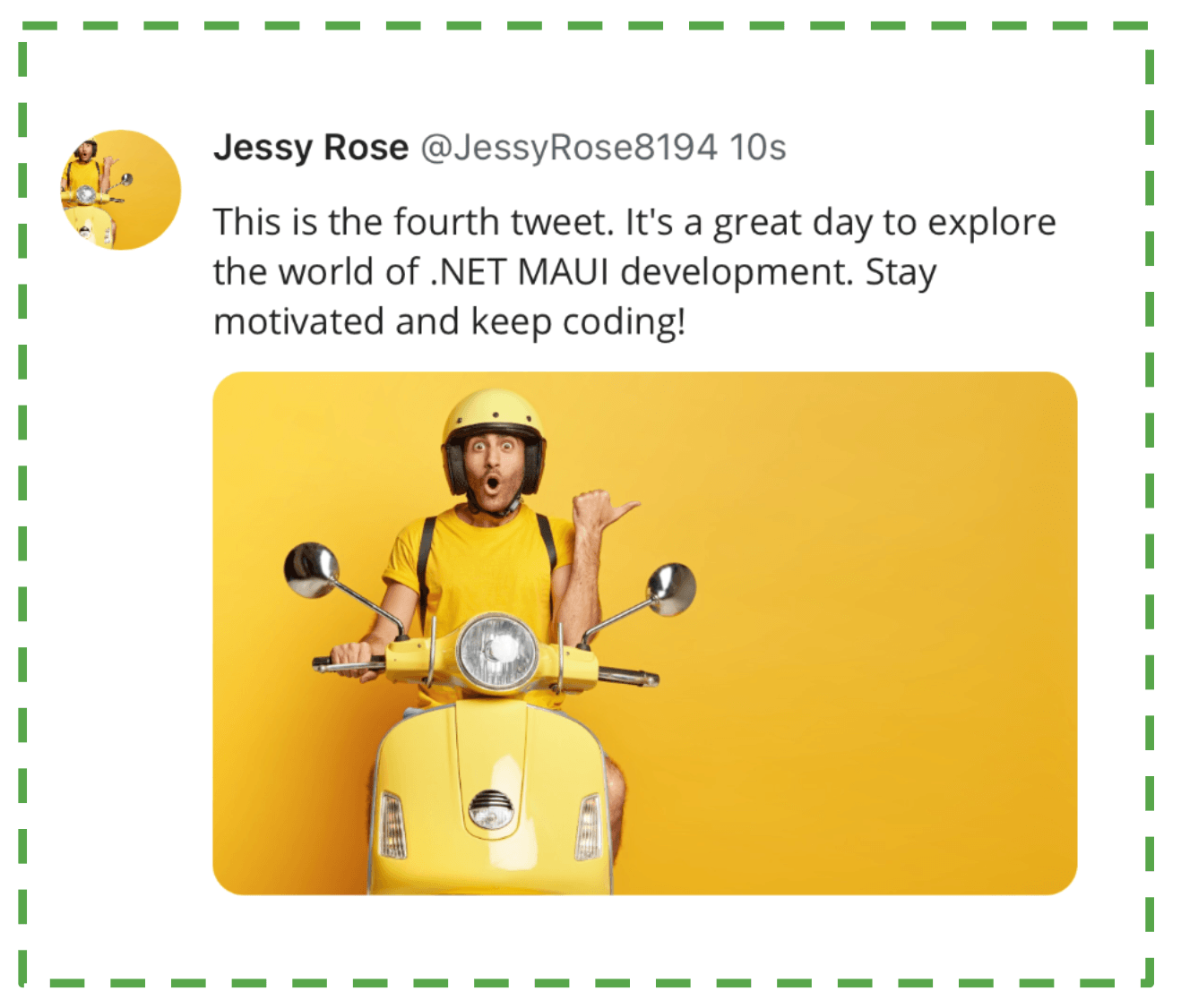 Step 2: UI result After this step, the body of the tweet including text and an image is added