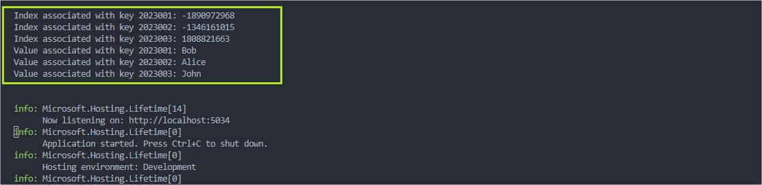 Hash Table Result Hash Table Result