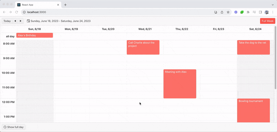 When the user hits the X on an appointment, a confirmation dialog pops up to ask - Are you sure you want to delete this event?