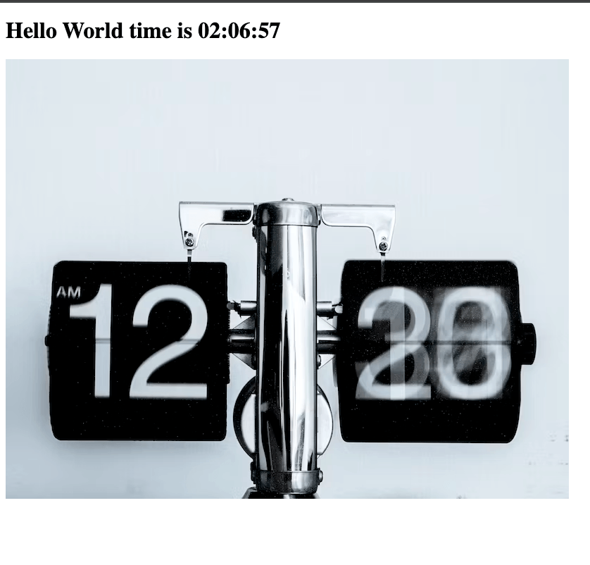 App showing current time