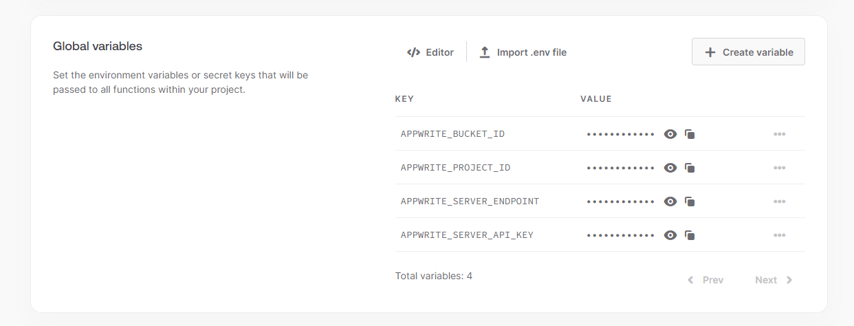 Project Global Variables