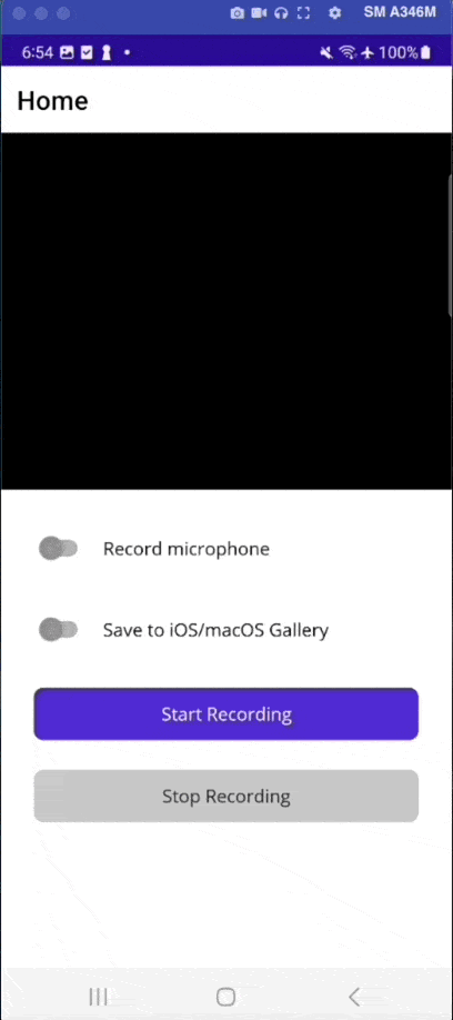 Live Demo The screen recorder works, and a video file is created. The toggles work, and the start and stop buttons work