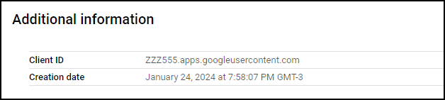 Additional information - client id, creation date