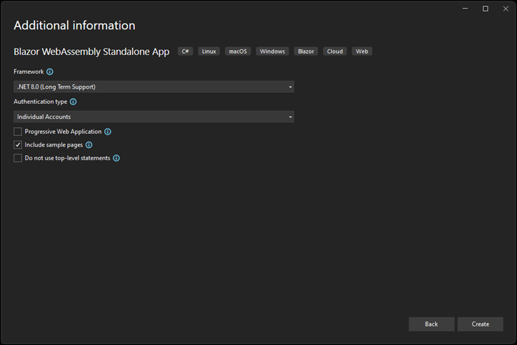 Additional information - framework, authentication type