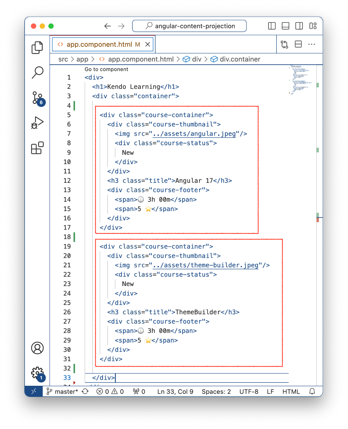 The HTML from above in its home