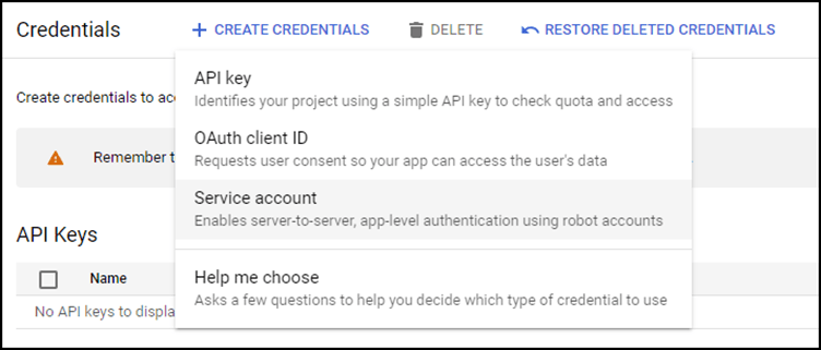 Create credentials