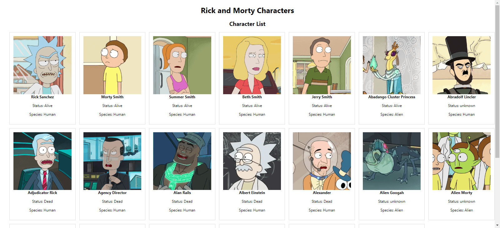 Rick and Morty Characters Rick and Morty Characters