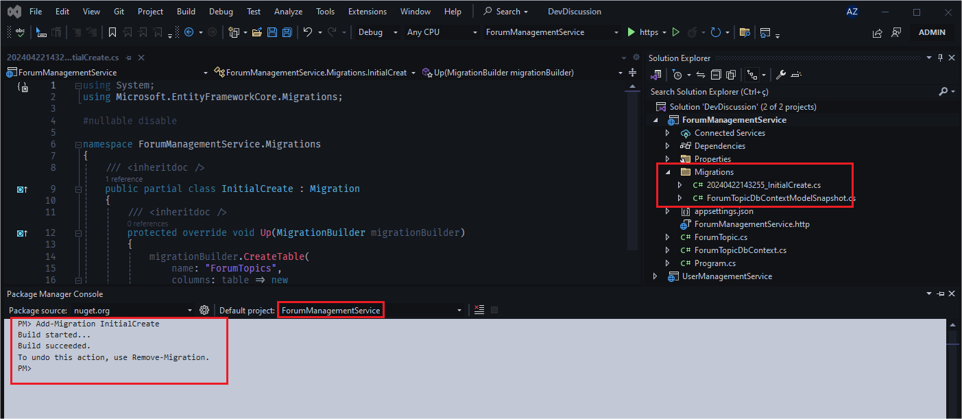 running ef add migration Running EF add migration