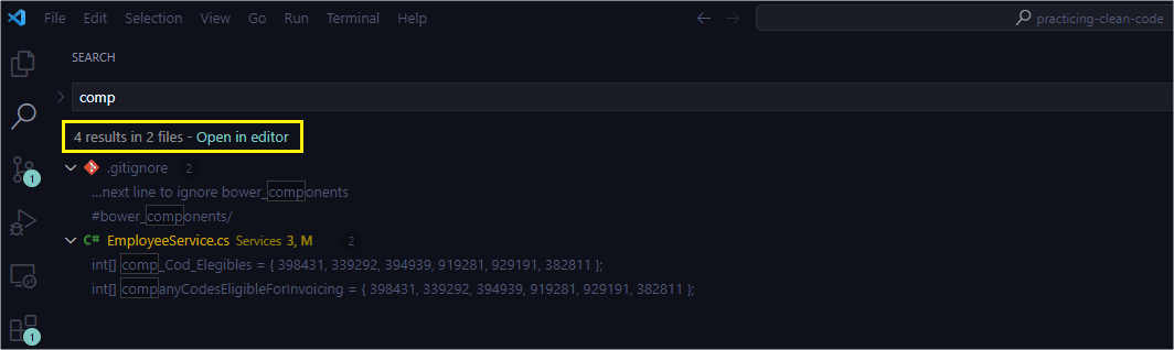 Searching names bad example