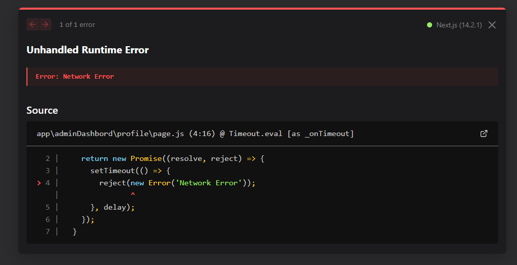 Simulated network error Simulated network error
