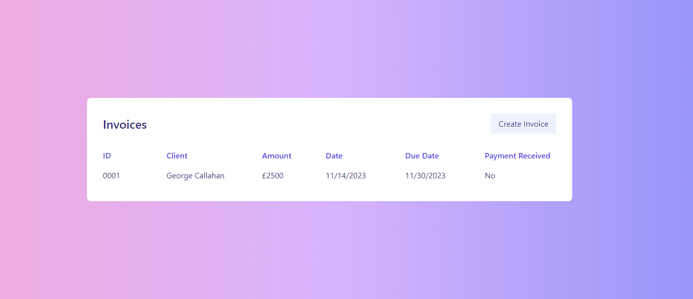 View Invoices Page