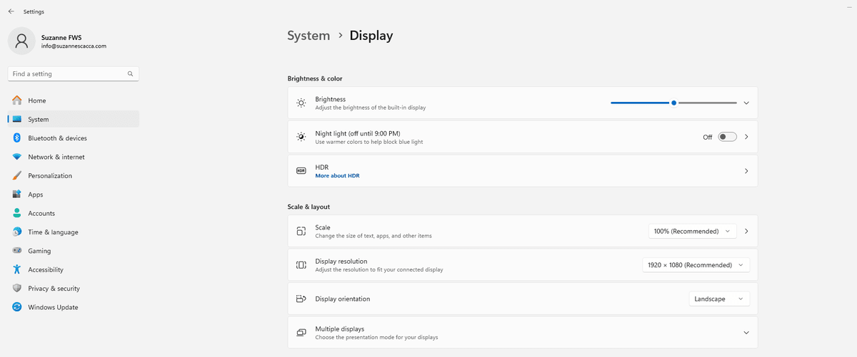 Windows Display settings On Windows devices, users can go to Display Settings and configure Brightness & color settings to dim the brightness and alter the tone of the screen.