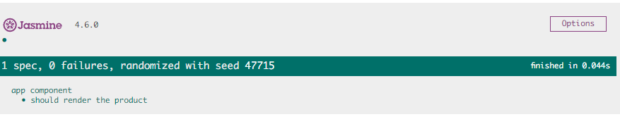 Jasmine test with TestBed succeeds - 1 spec, 0 fails