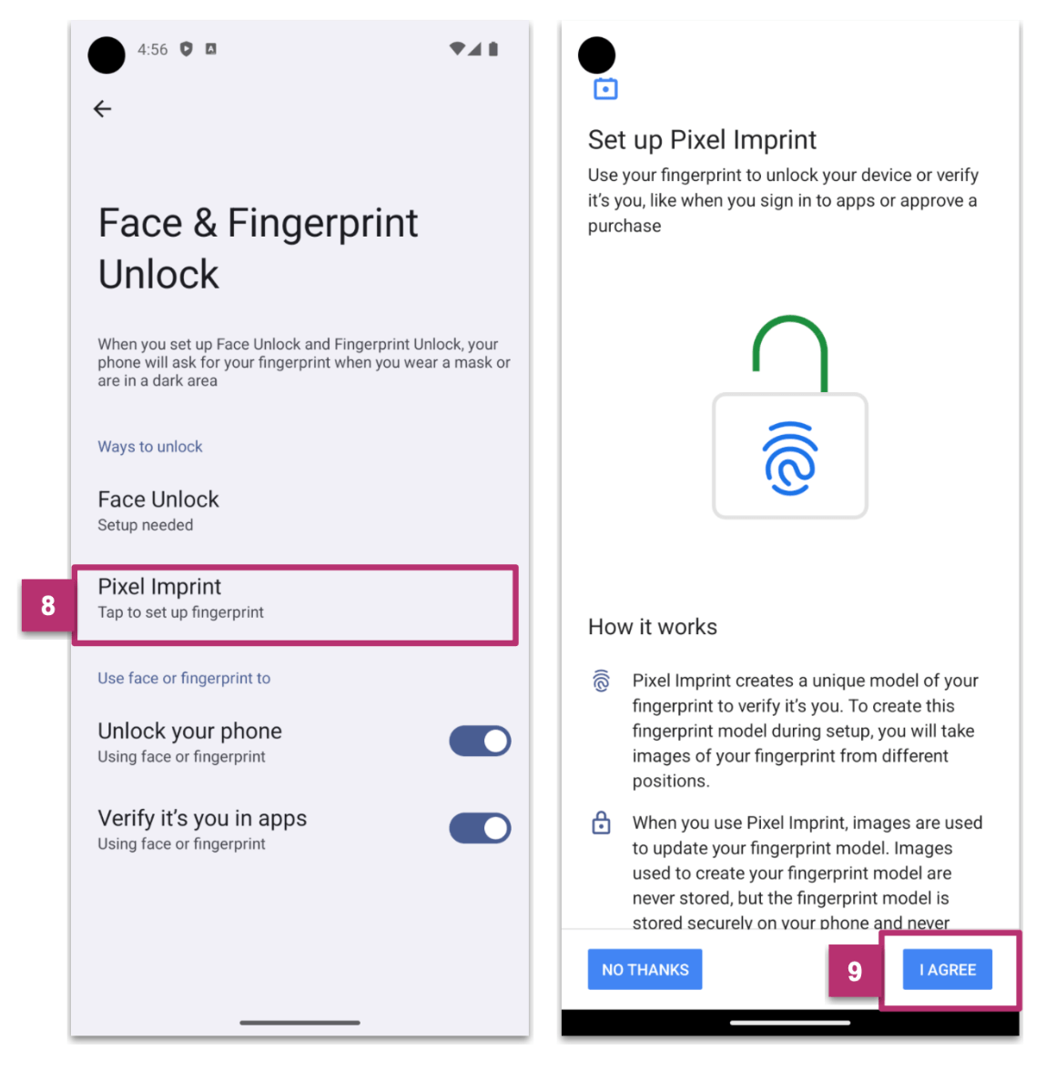 Fingerprint configuration in the emulator