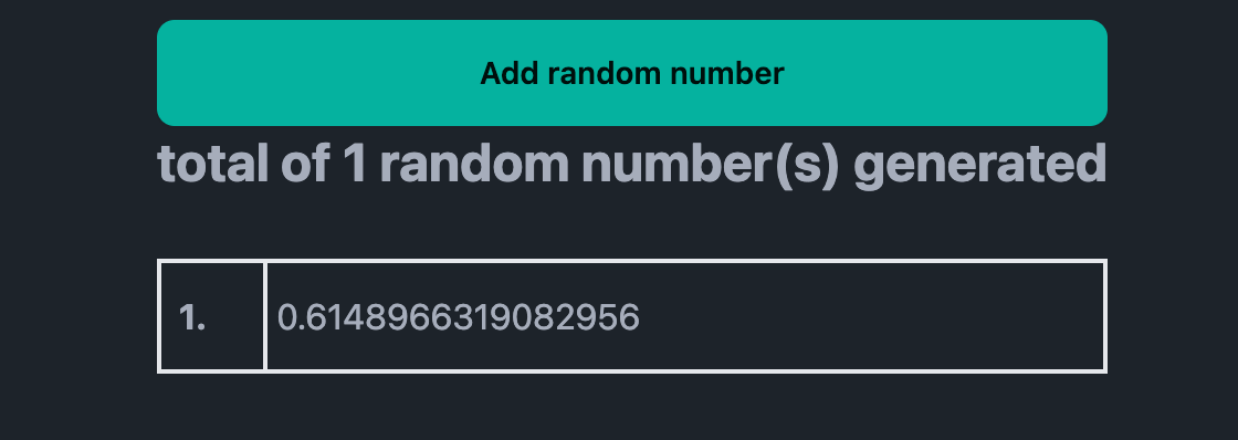 Random number generated when the component mounts Random number generated when the component mounts