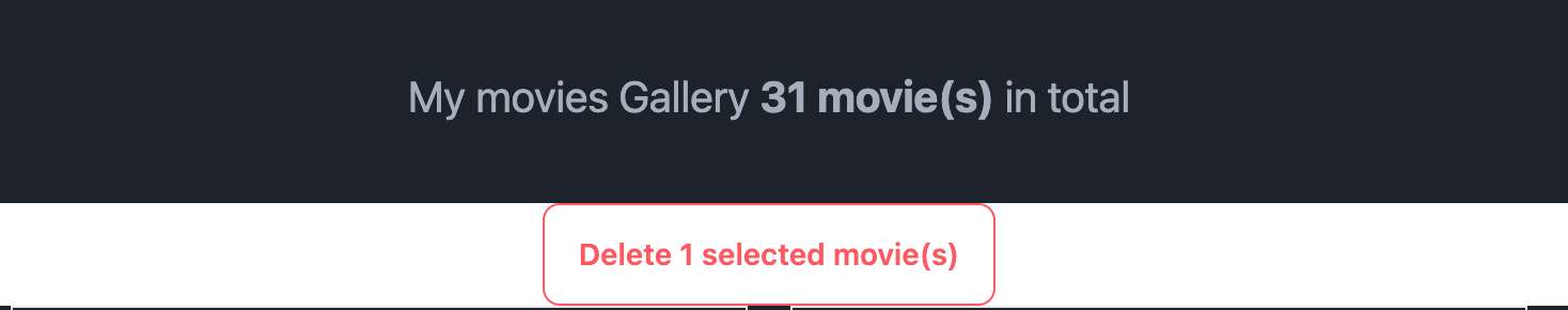 App displays the total number of movies in gallery and the number of selected movies App displays the total number of movies in gallery and the number of selected movies