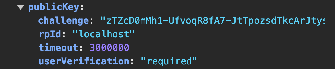 Credential request options Credential request options
