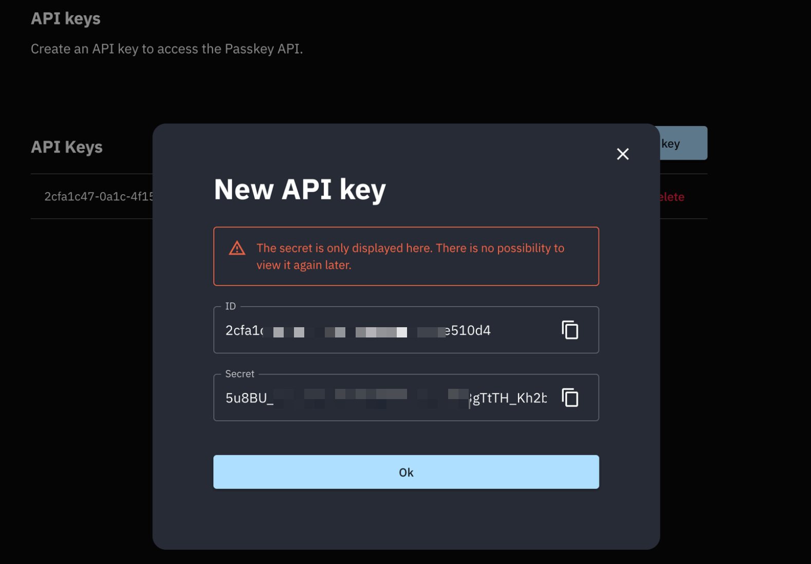 Image showing API key Image showing API key