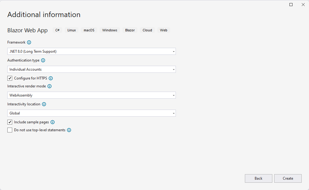 Creating a new Blazor WebAssembly project with Individual Accounts configuration Creating a new Blazor WebAssembly project with Individual Accounts configuration