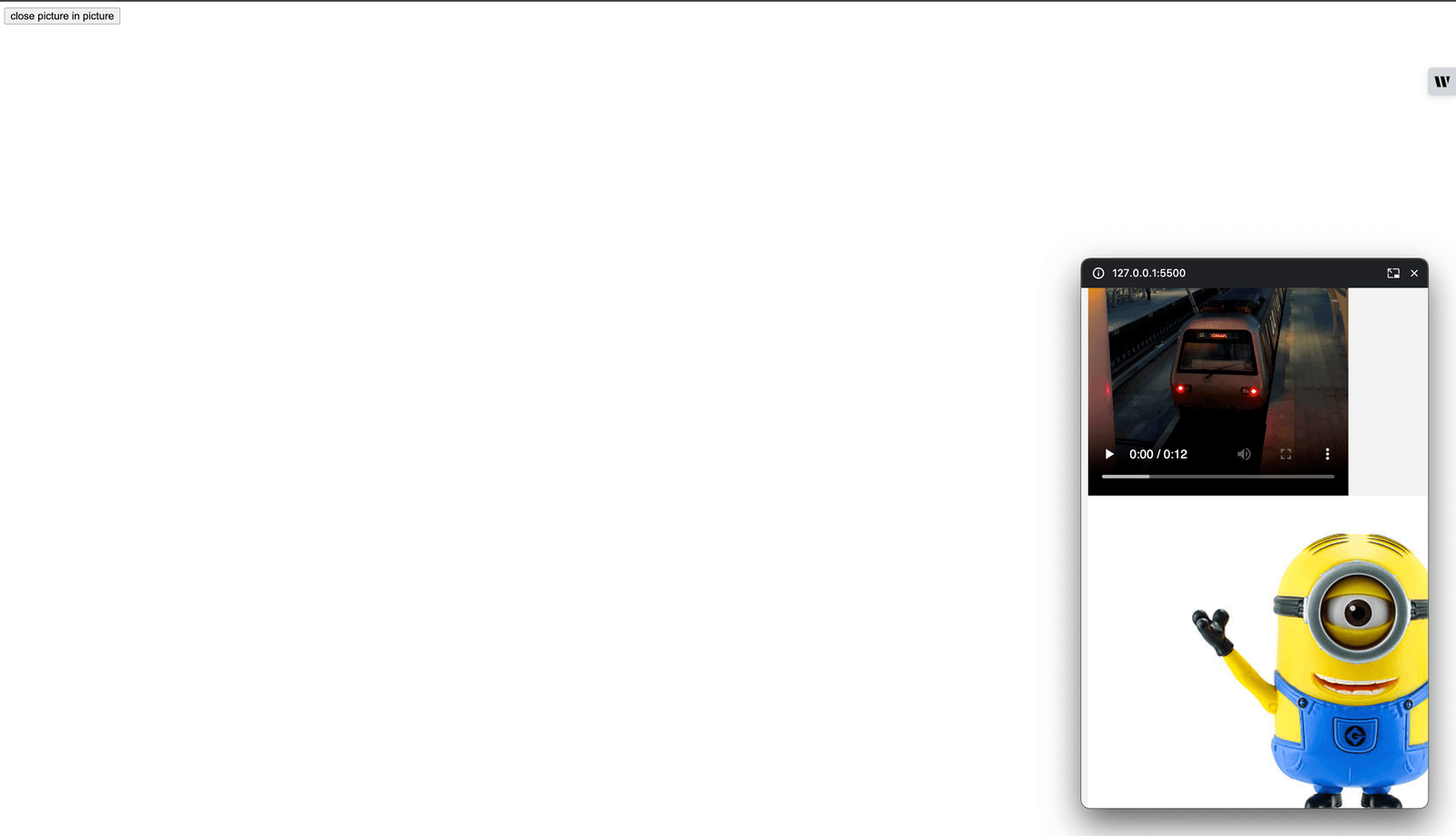 Video and image inserted into the PIP window