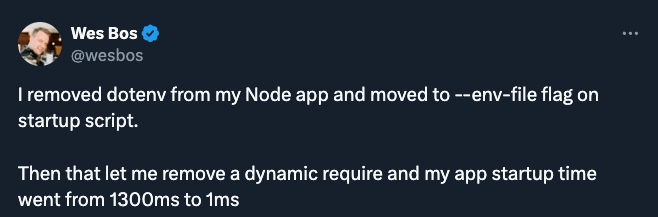 Wes Bos Tweet about --env-file]