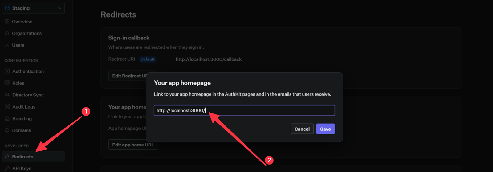 Home page configuration Home page configuration