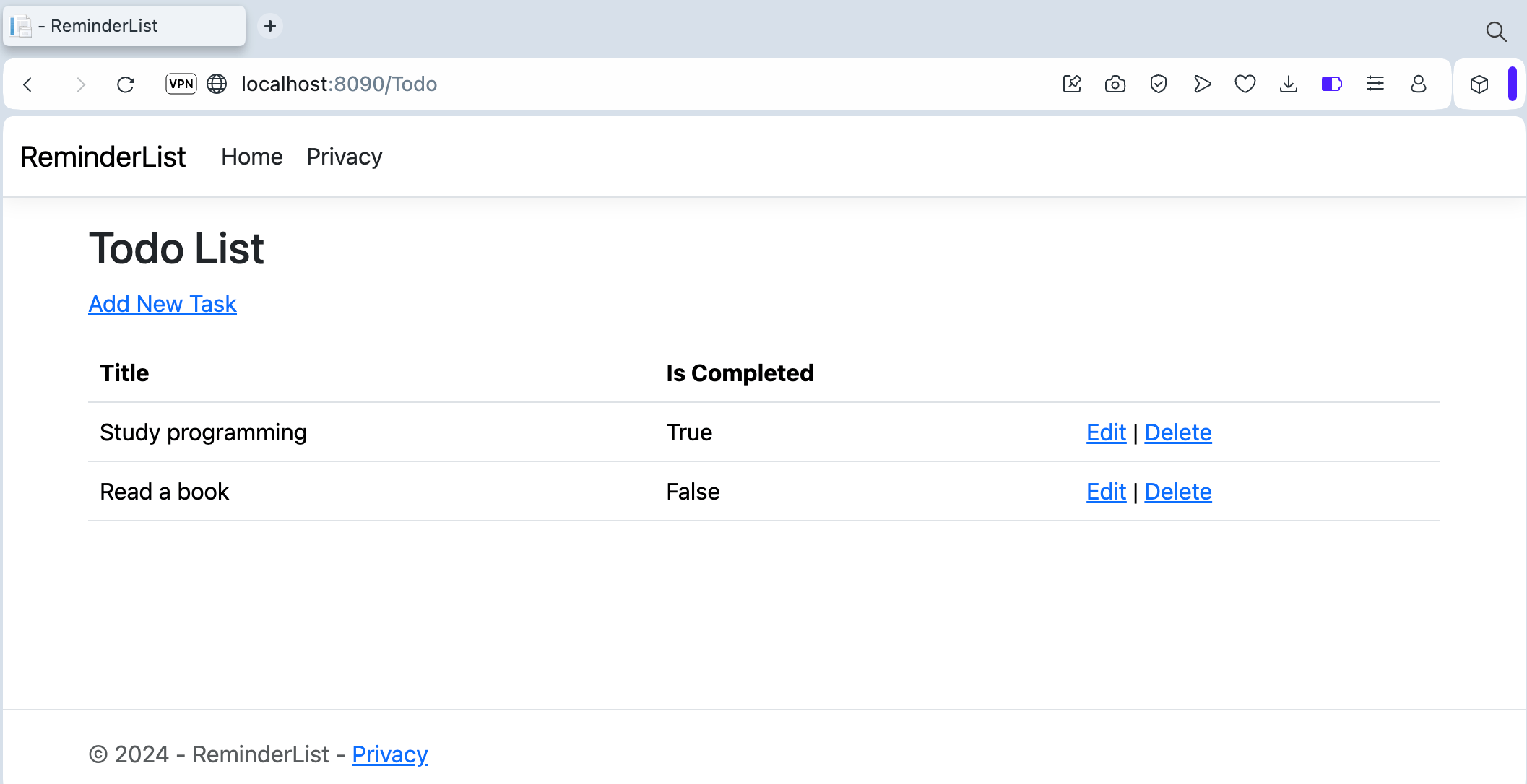 Testing the application