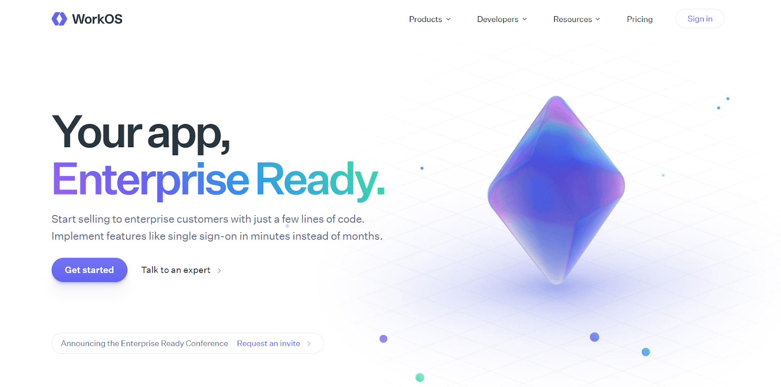 WorkOS landing page WorkOS landing page
