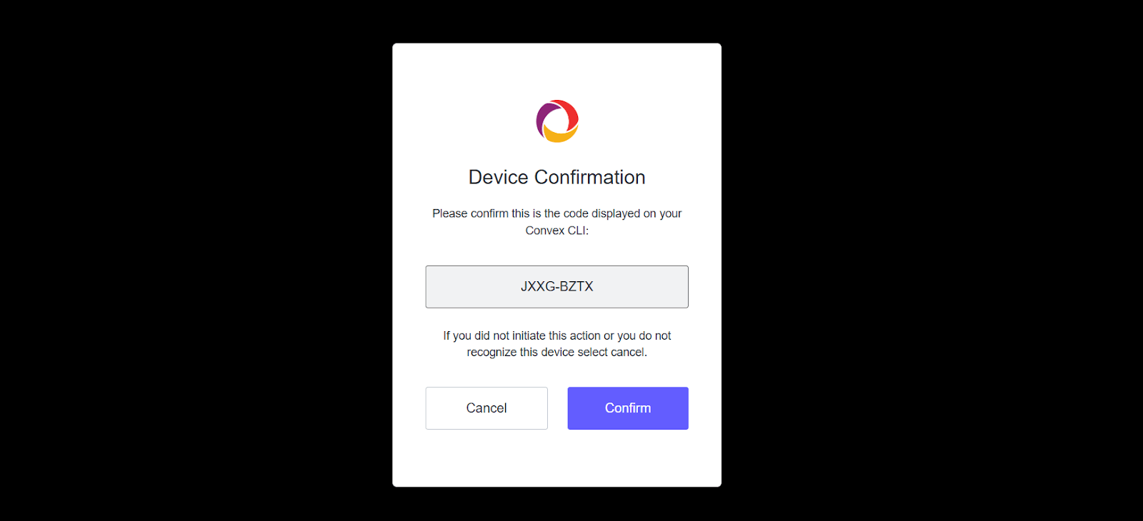 Convex device confirmation Convex device confirmation