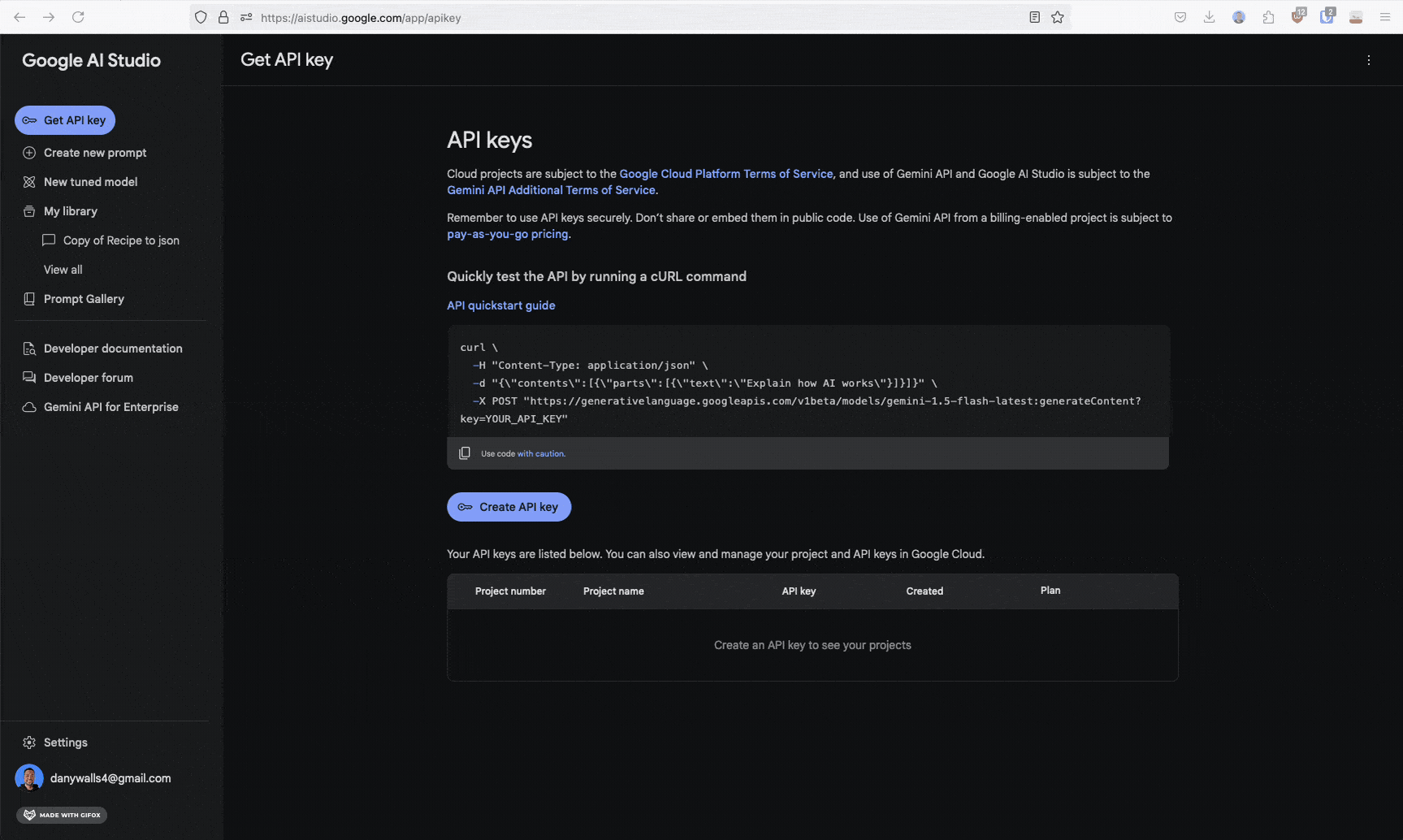 creating an api key
