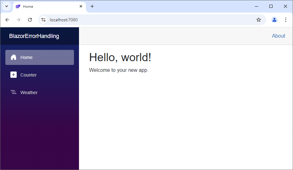 A Blazor Web Application recovered after an unhandled exception occured and the ErrorBoundary worked as intended.