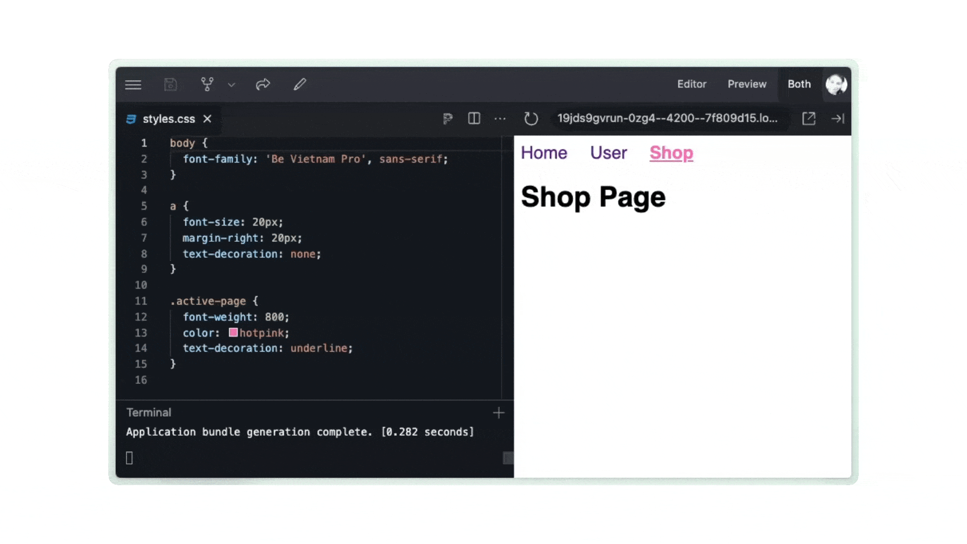 Clicking on the different navigation links makes the anchor text change color, bold and underline