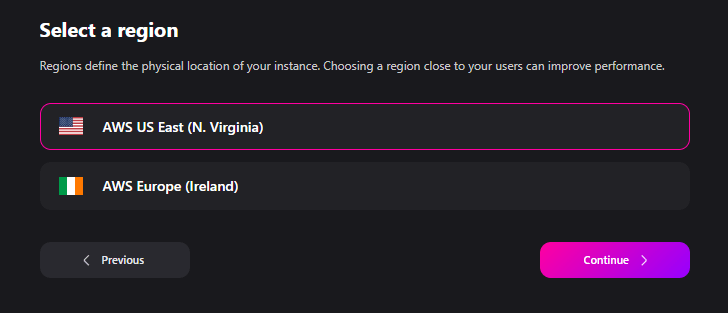 Surreal Cloud Database region