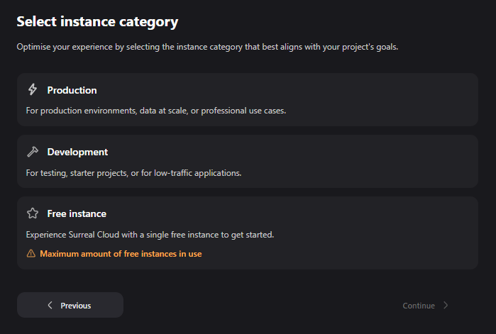 Surreal Cloud Database free instance