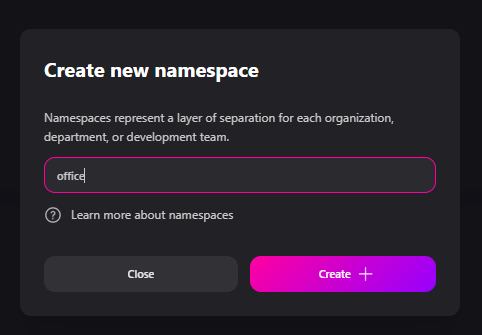 Create new namespace