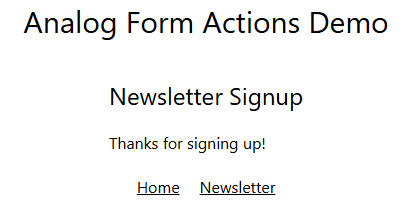 Success message says Thanks for signing up!