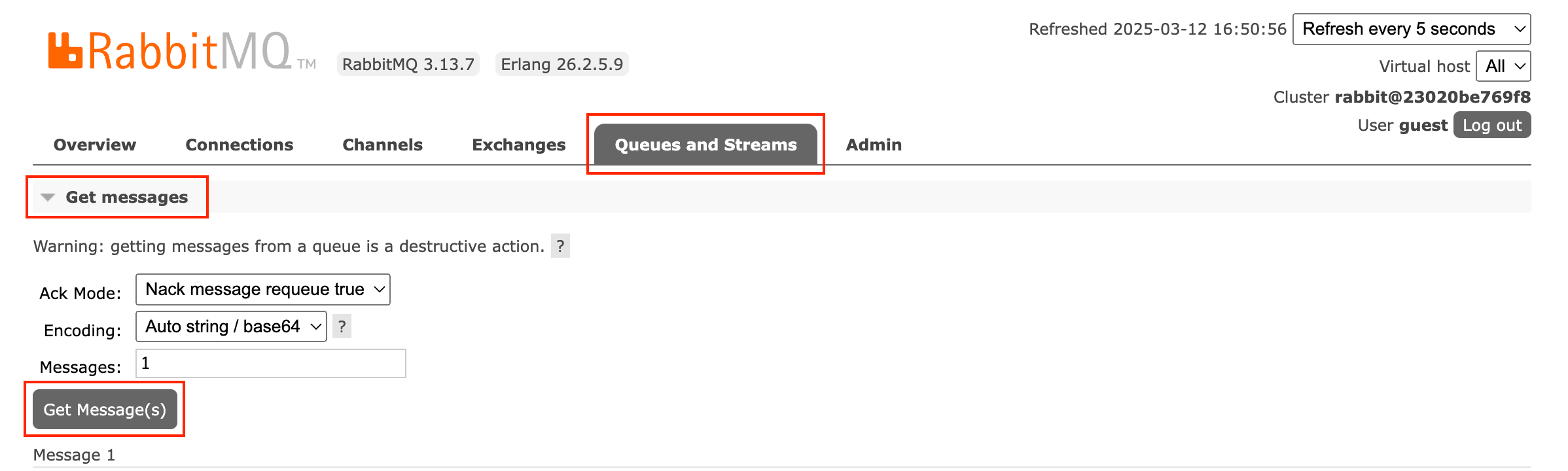 rabbitmq get messages RabbitMQ get messages