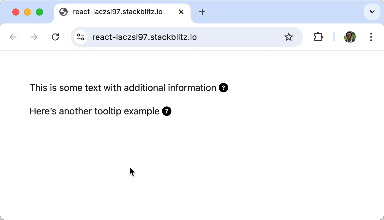 question mark icon ? on two blocks of text have tooltips on hover