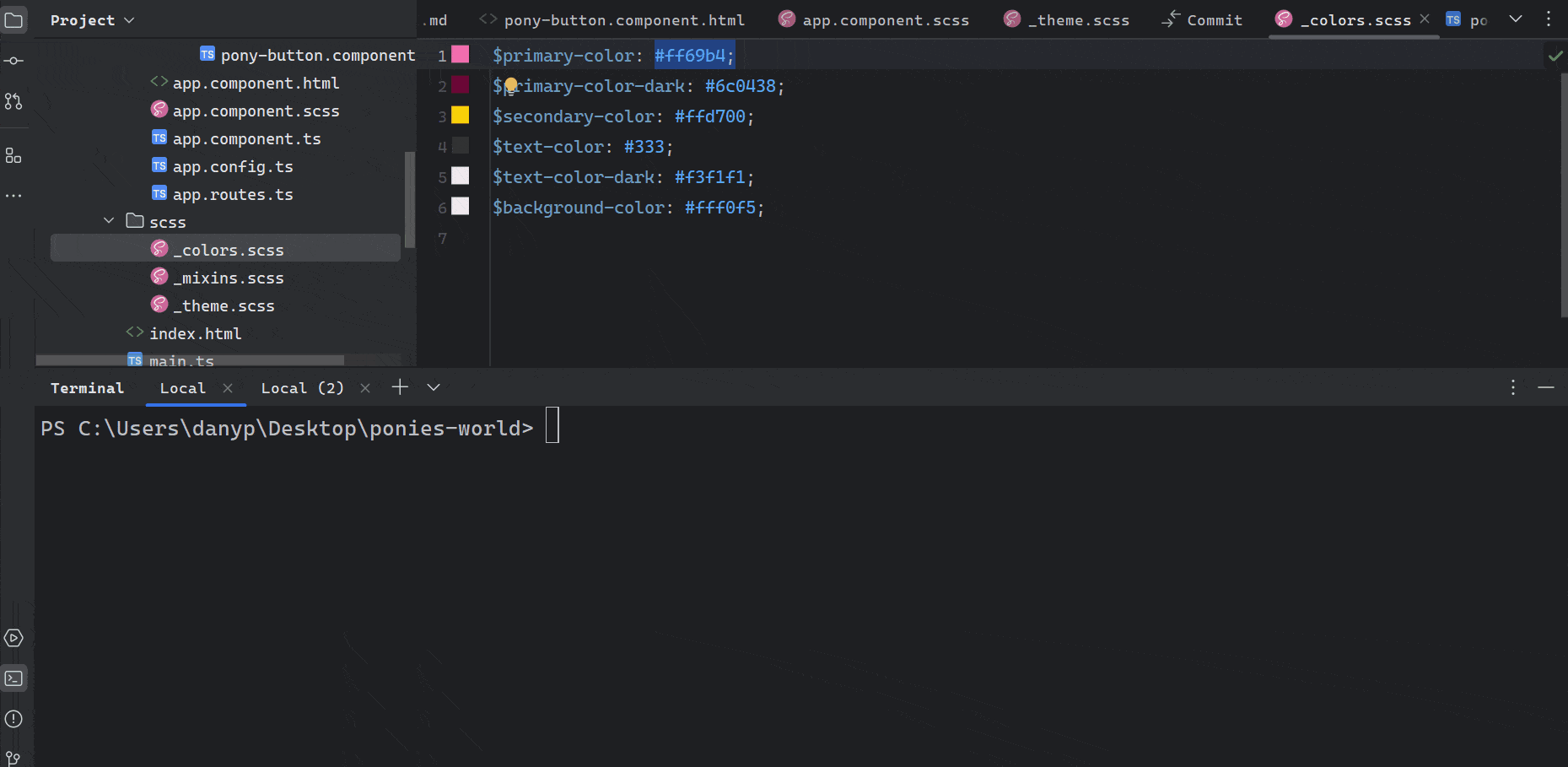 Angular Material theme primary and secondary colors