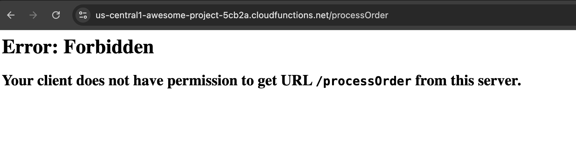 Forbidden error when trying to access function without permission Forbidden error when trying to access function without permission