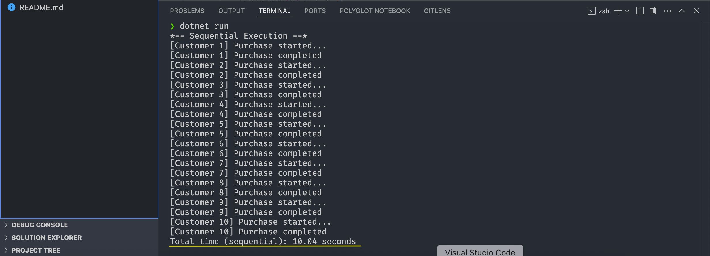 sequential execution result Sequential execution result