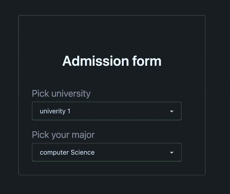 By default, the first major is selected By default, the first major is selected