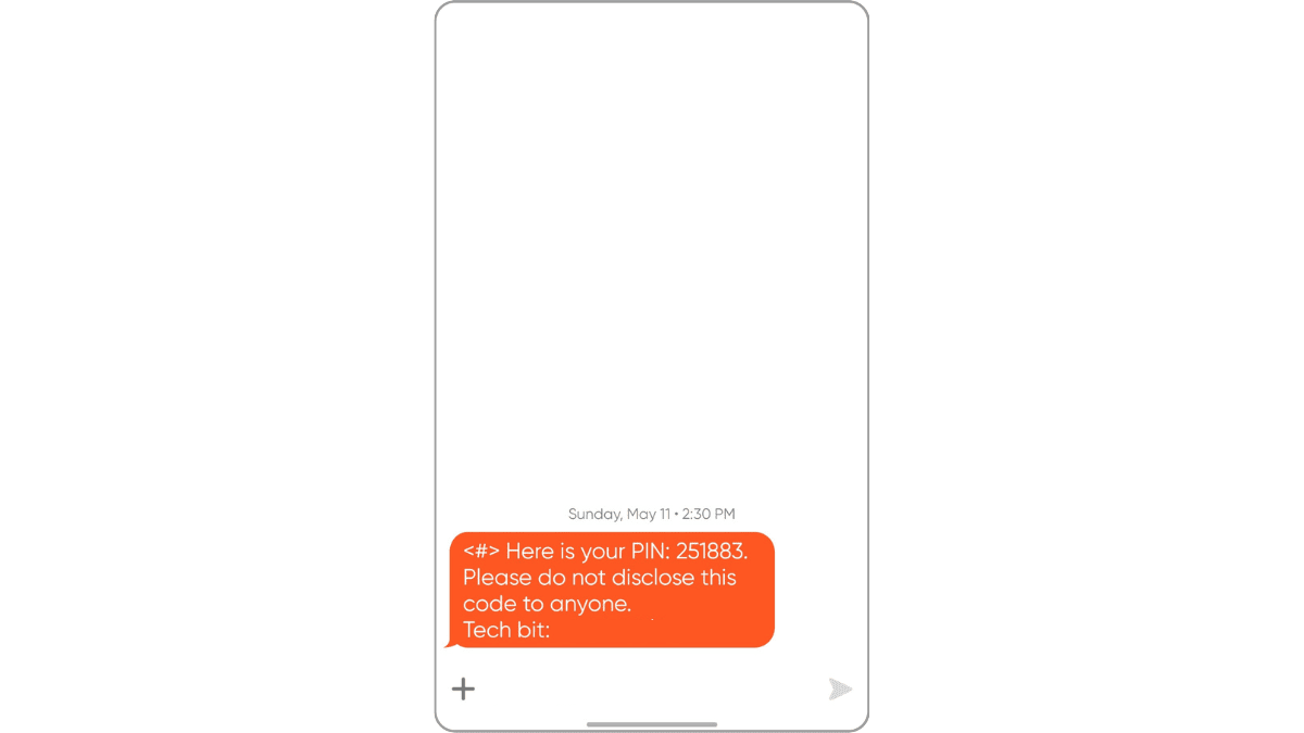 App pin code When a website or app enables 2FA, users will receive a PIN code via text, email, or a phone call. In this example, it’s a six-digit code that arrived via text.