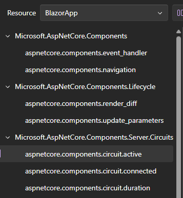 A list of all the new metrics now available for Blazor apps Blazor's new metrics