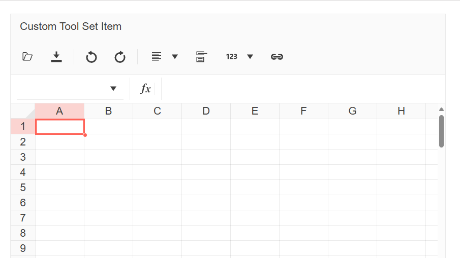 Rendering a Custom Toolset in the Spreadsheet Component